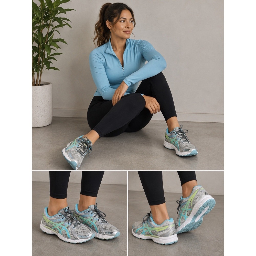 Asics Gel Contend 2 Women's Running Shoes Size 6 Gray Aqua Green